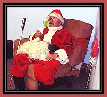 Blind Santa taking a break